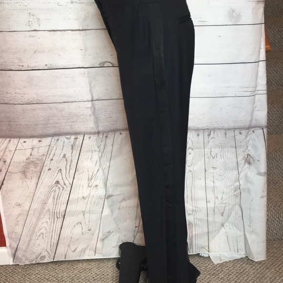 BCBGMAXAZRIA SATIN SIDE STRIPE TUXEDO DRESS WIDE LEG PANTS NWT - Picture 5 of 8